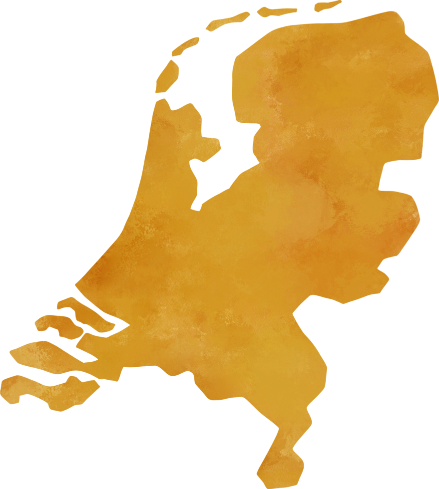 pintura em aquarela do mapa da Holanda. png