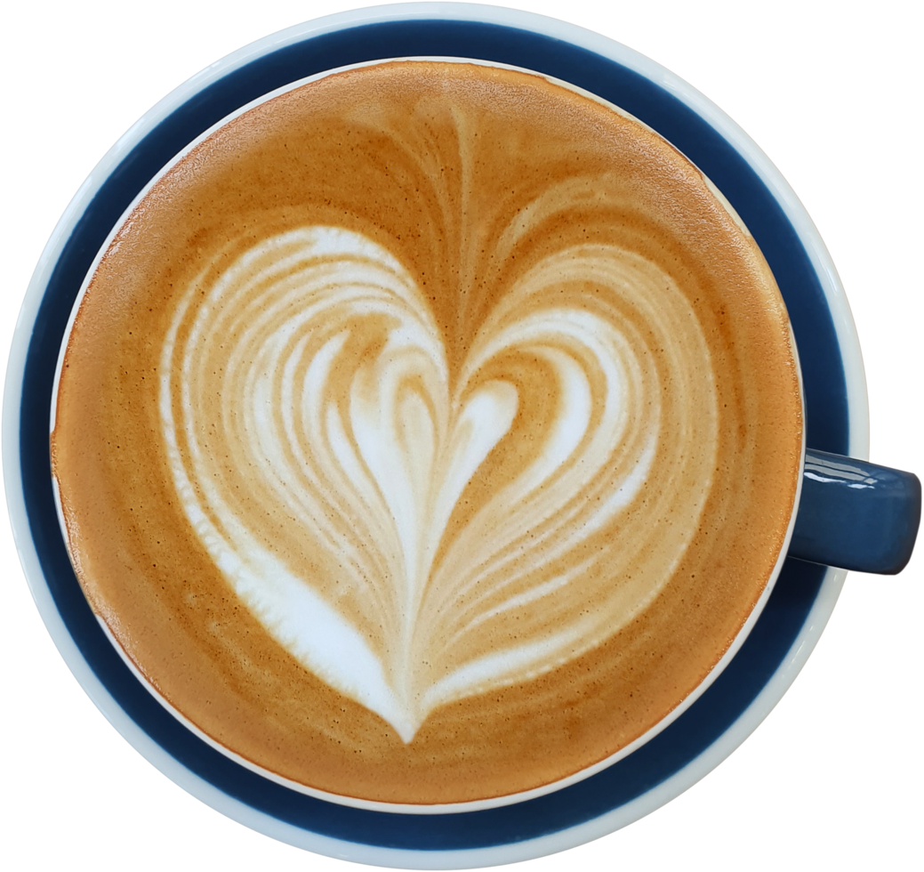 vue de dessus d'une tasse de café latte art. png