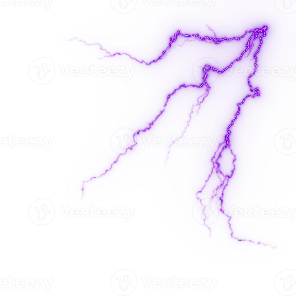 Lightning, electric thunderbolt strike during night storm, impact, crack, magical energy flash png