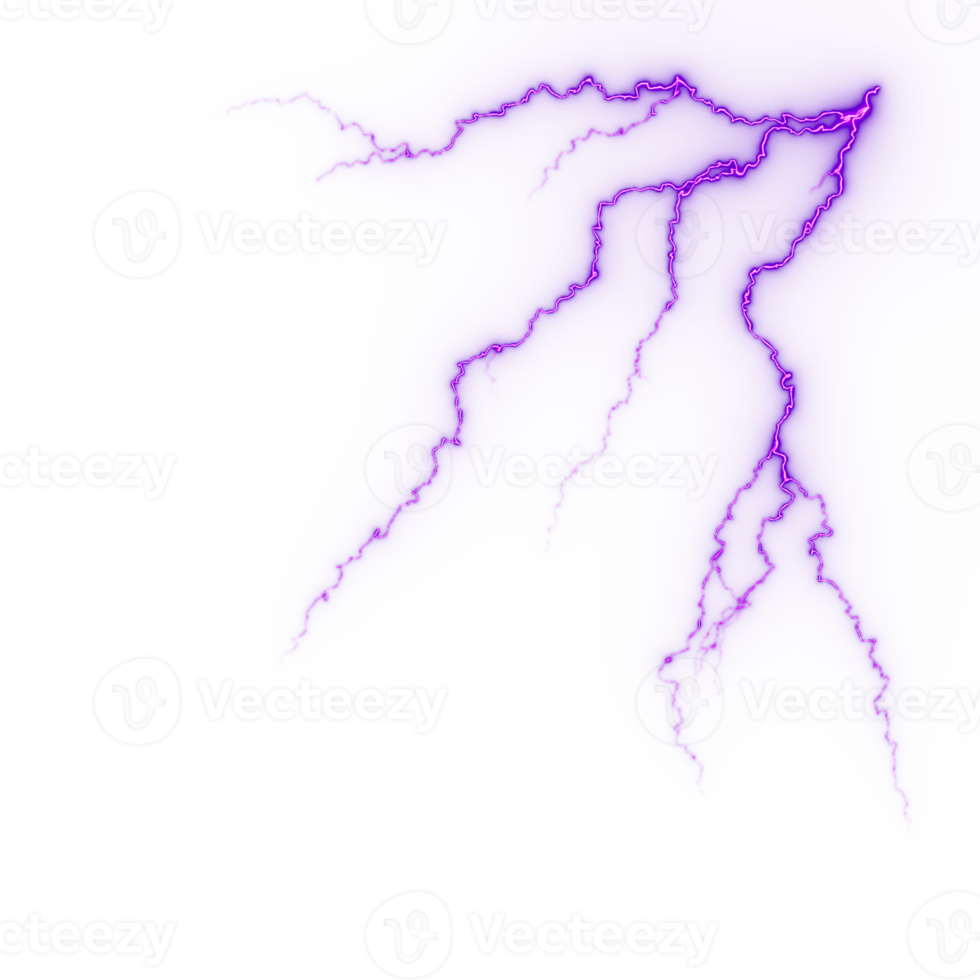 Lightning, electric thunderbolt strike during night storm, impact, crack, magical energy flash png