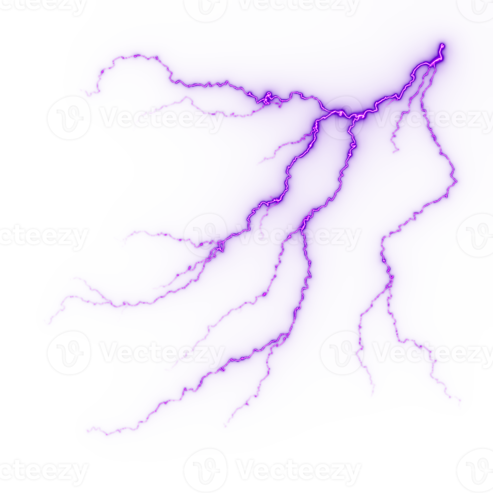 Lightning, electric thunderbolt strike during night storm, impact, crack, magical energy flash png