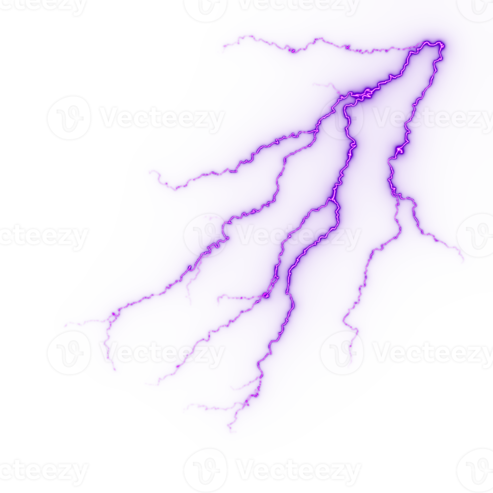 Lightning, electric thunderbolt strike during night storm, impact, crack, magical energy flash png