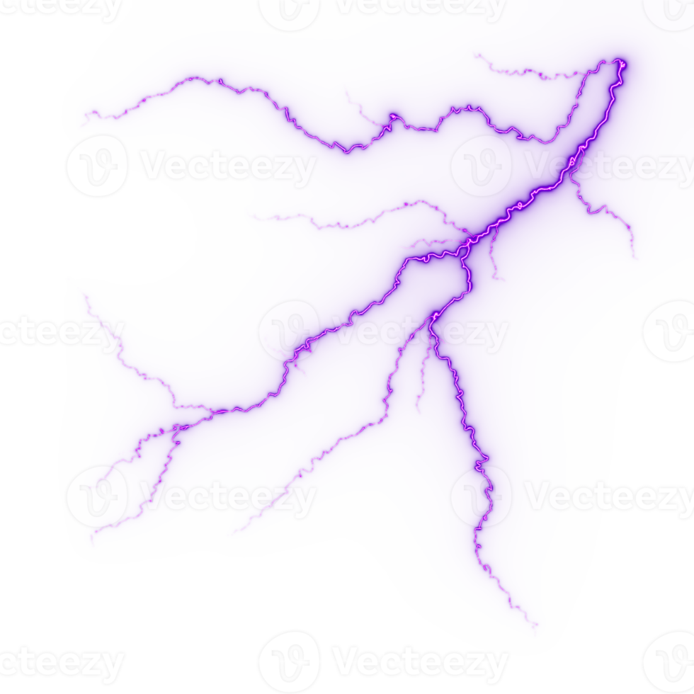 Lightning, electric thunderbolt strike during night storm, impact, crack, magical energy flash png