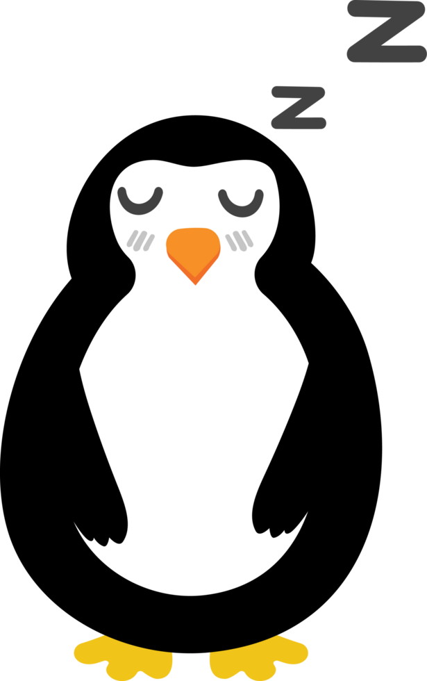 sleepy penguin cartoon character crop-out png