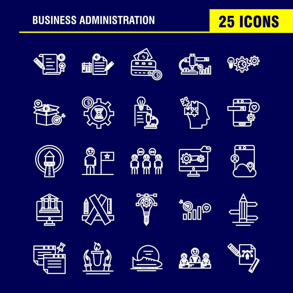 Business Administration Line Icons Set For Infographics Mobile UXUI Kit And Print Design Include Document File Bill Dollar Document File Pen Calendar Collection Modern Infographic Logo and vector