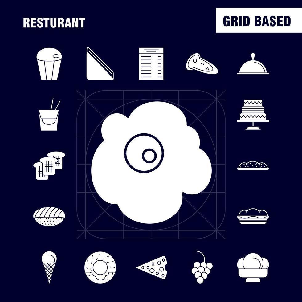 Restaurant Solid Glyph Icons Set For Infographics Mobile UXUI Kit And Print Design Include Carrot Food Vegetable Meal Bottle Food Meal Mustard Eps 10 Vector