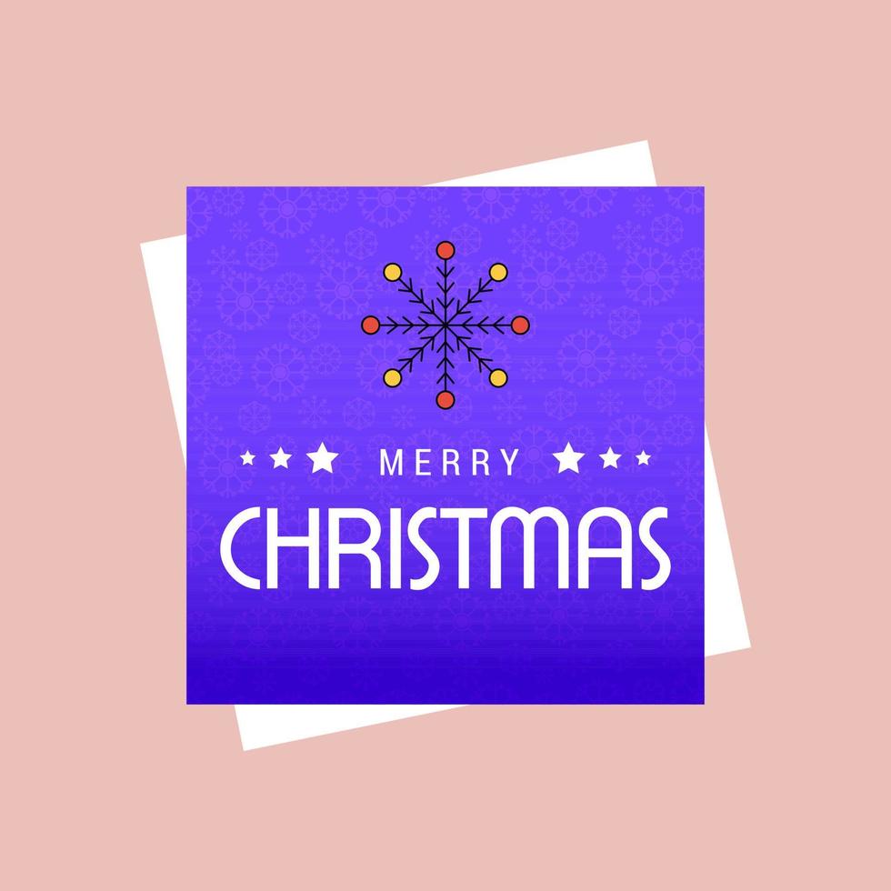Merry Christmas card with creative design and purple background vector