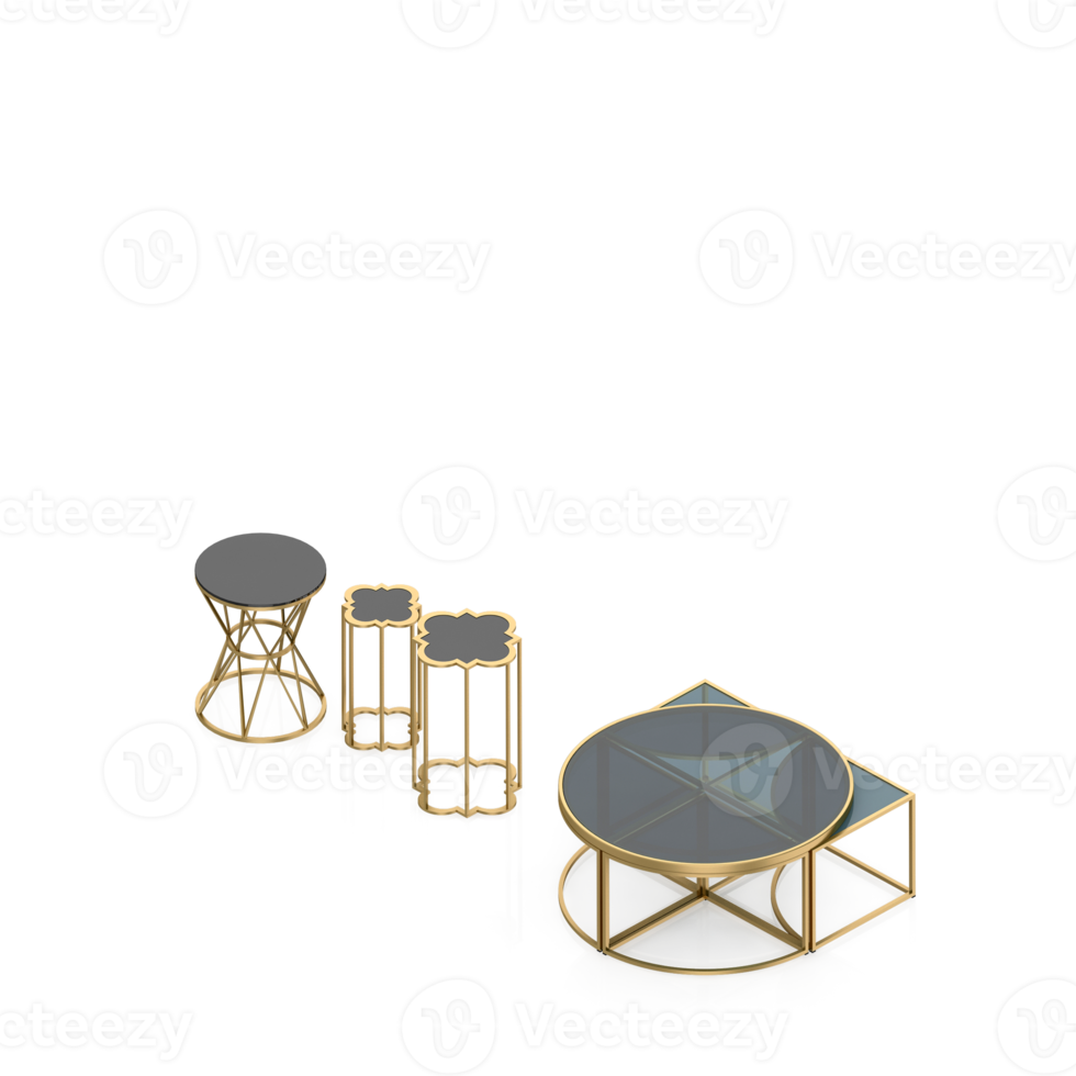 Isometric Table Set 3D render png
