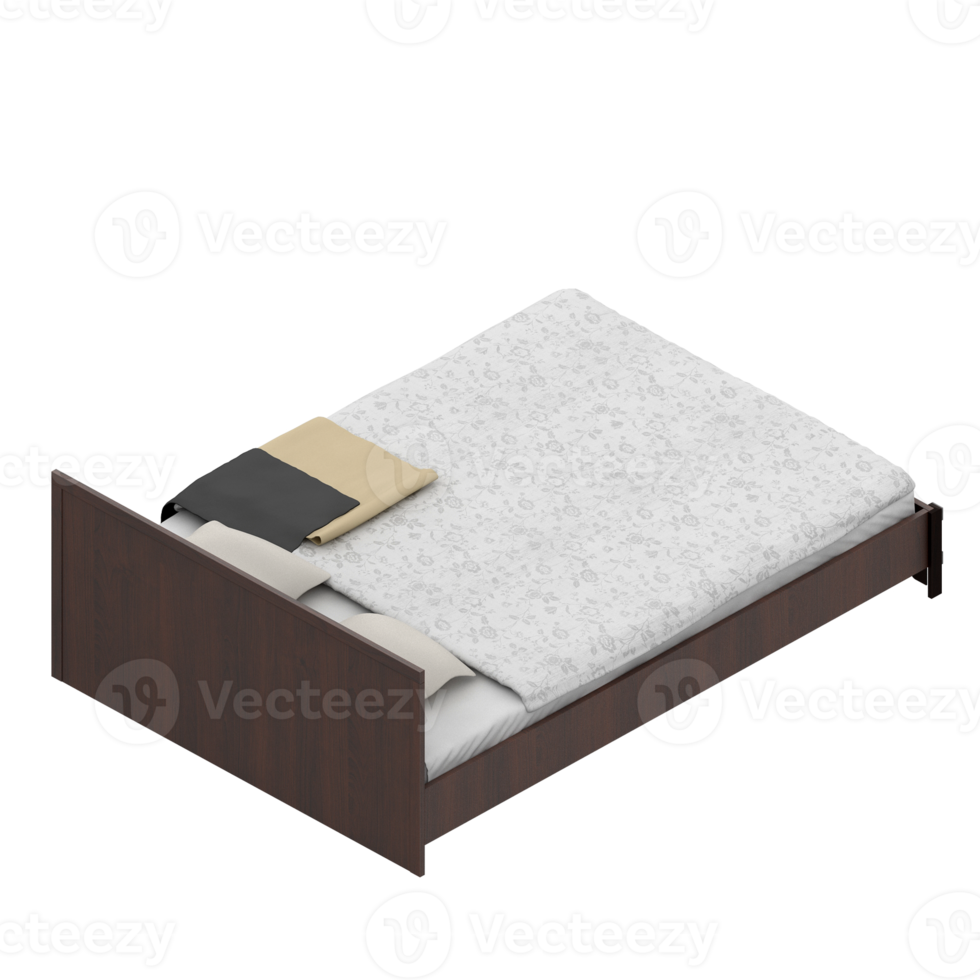 Isometric Bedroom 3D render png