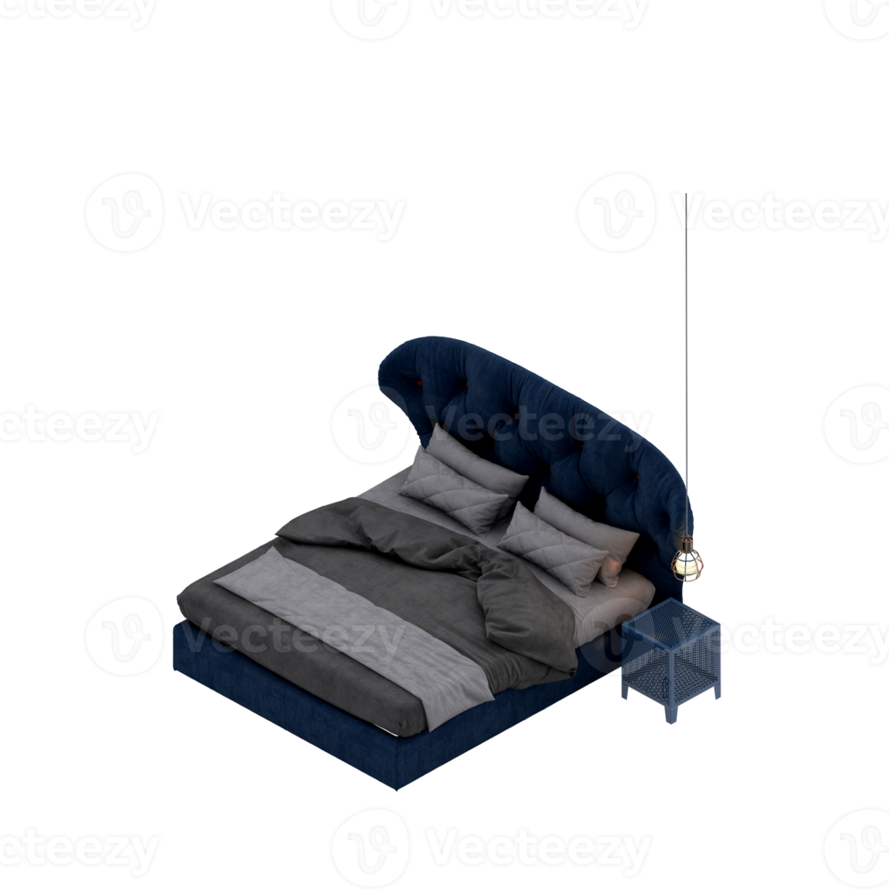 Isometric Bedroom 3D render png