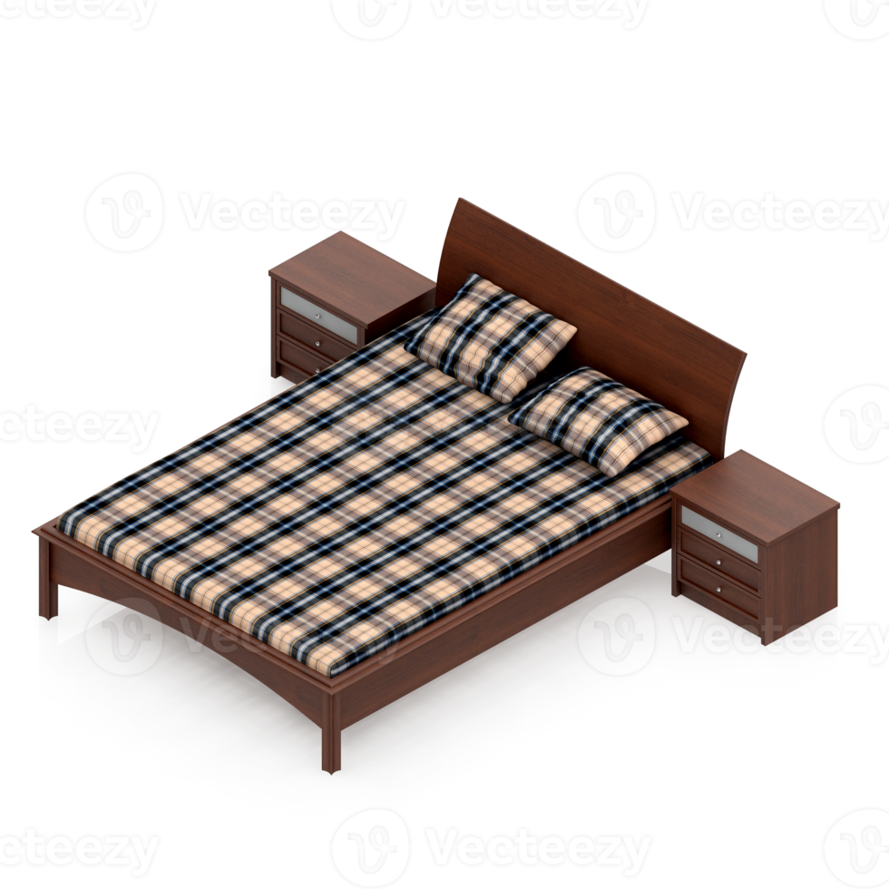 Isometric Bedroom 3D render png