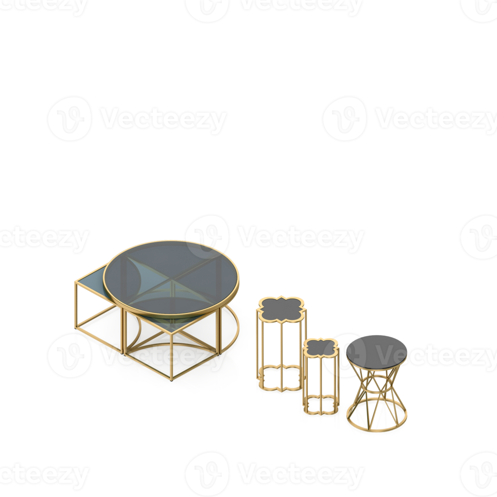 Isometric Table Set 3D render png