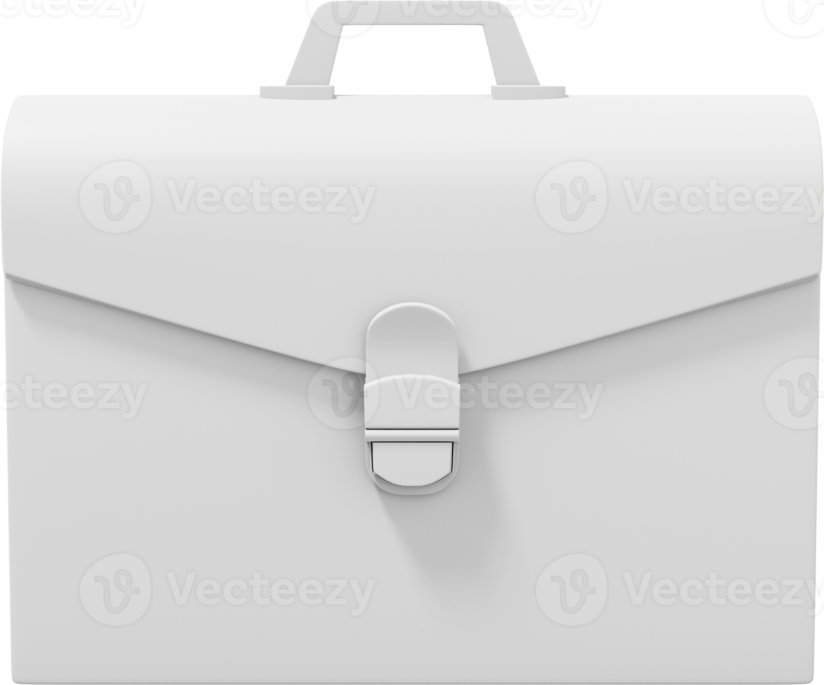 White Briefcase Side Front. PNG icon on transparent background. Business portfolio. 3D rendering.