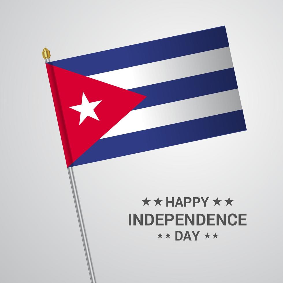 diseño tipográfico del día de la independencia de cuba con vector de bandera