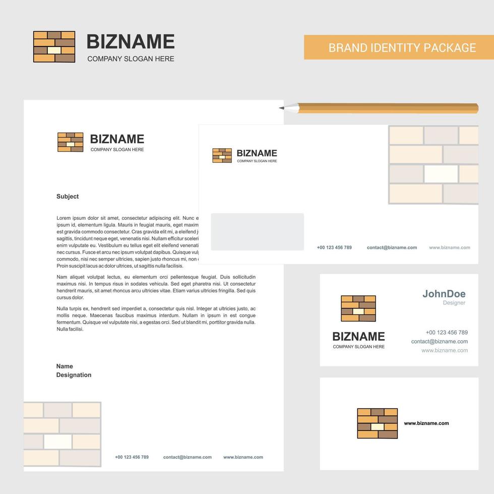 Bricks wall Business Letterhead Envelope and visiting Card Design vector template