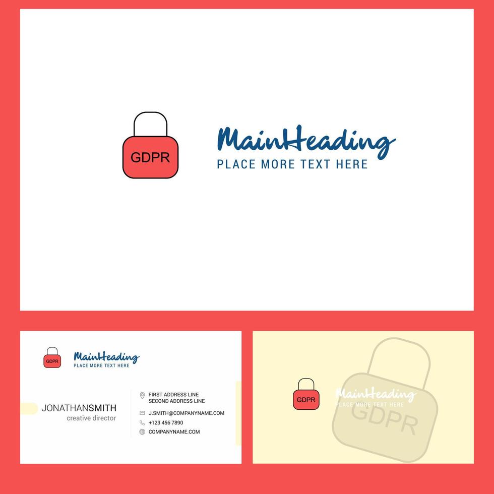 Locked Logo design with Tagline Front and Back Busienss Card Template Vector Creative Design