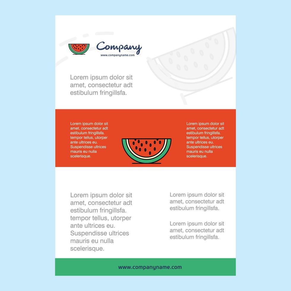 Template layout for Water melon comany profile annual report presentations leaflet Brochure Vector Background