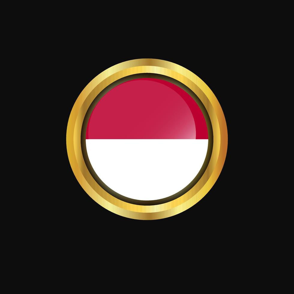 botón de oro de la bandera de indonesia vector