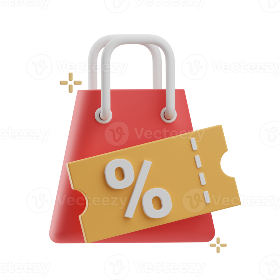 online shopping, objects discount coupon illustration 3d png