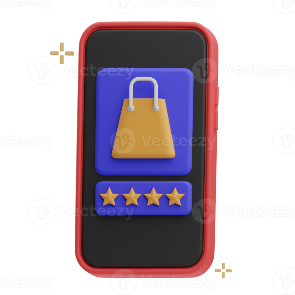 online shopping, objects rating illustration 3d png