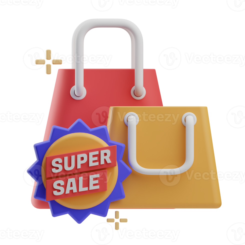 achats en ligne, objets super vente illustration 3d png