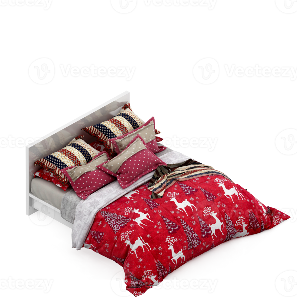 Isometric Bedroom 3D render png