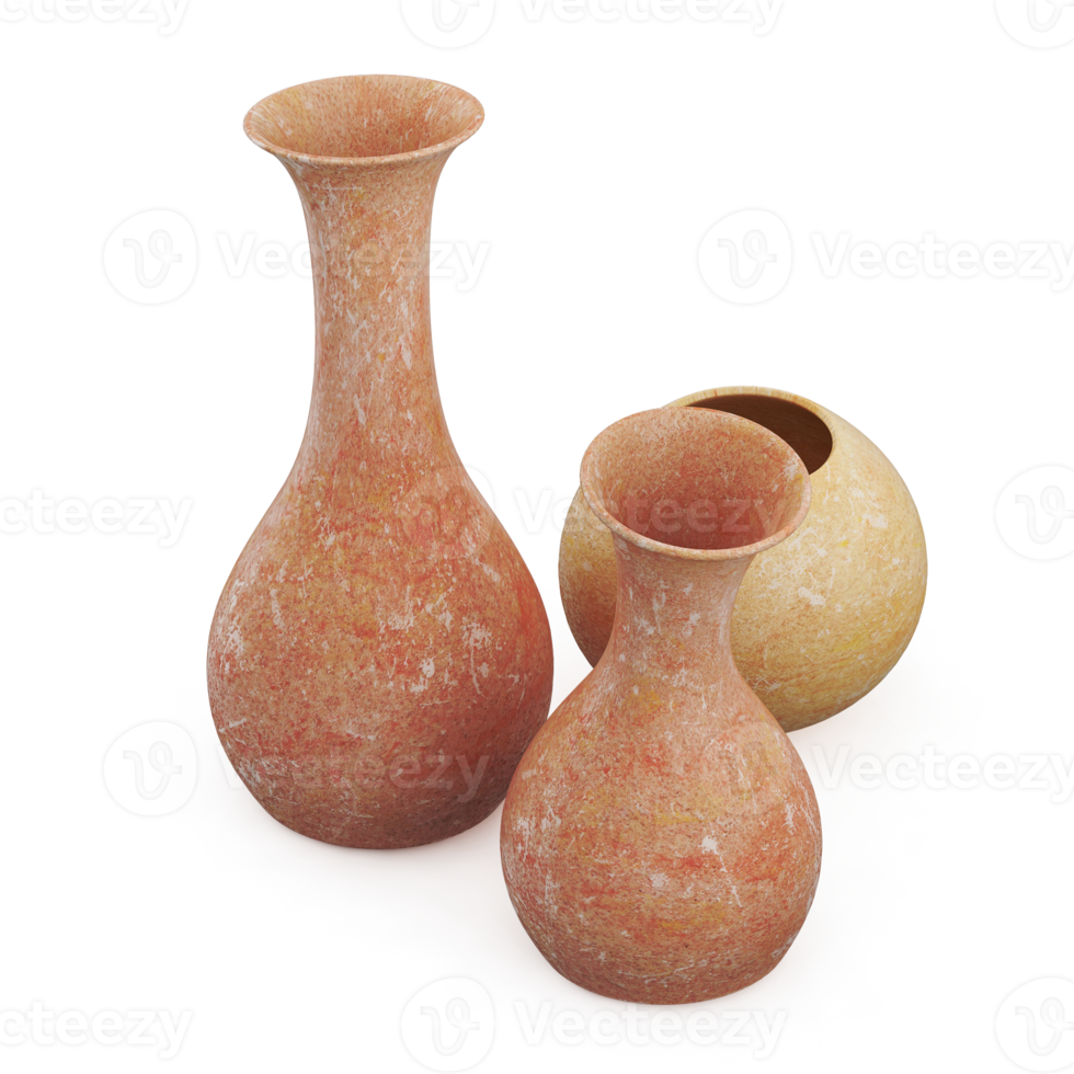 Isometric Vases 3D render png