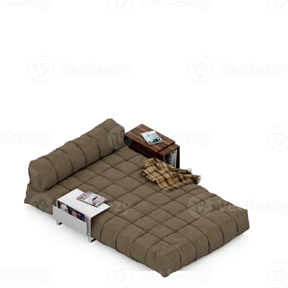 Isometric Bedroom 3D render png