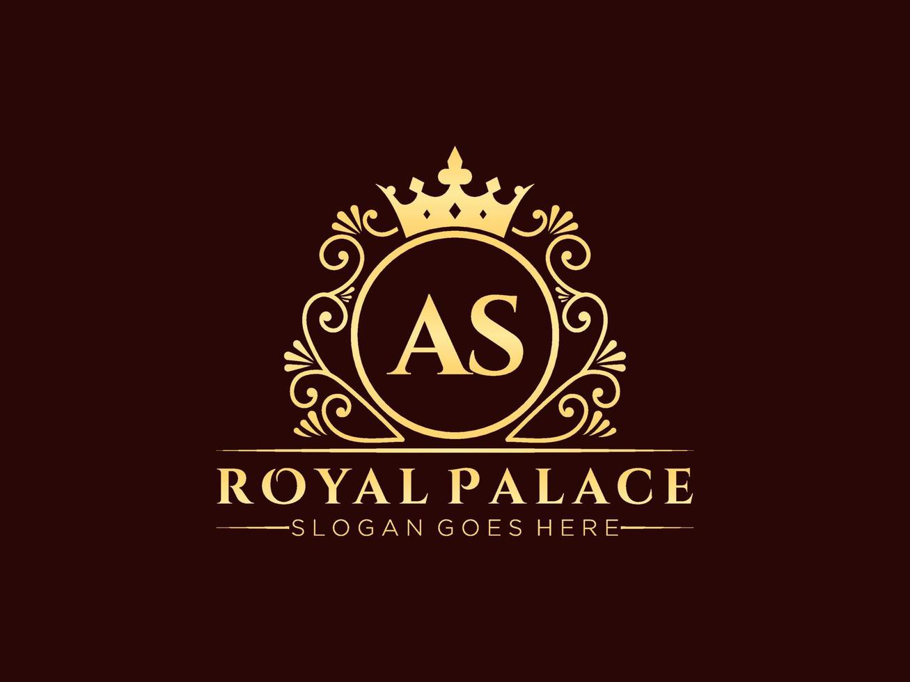 Letter AS Antique royal luxury victorian logo with ornamental frame. vector