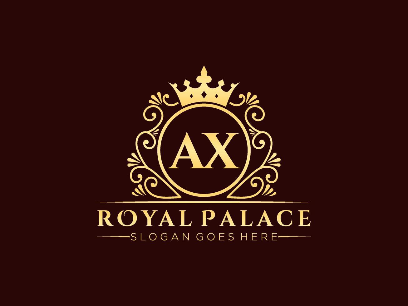 Letter AX Antique royal luxury victorian logo with ornamental frame. vector