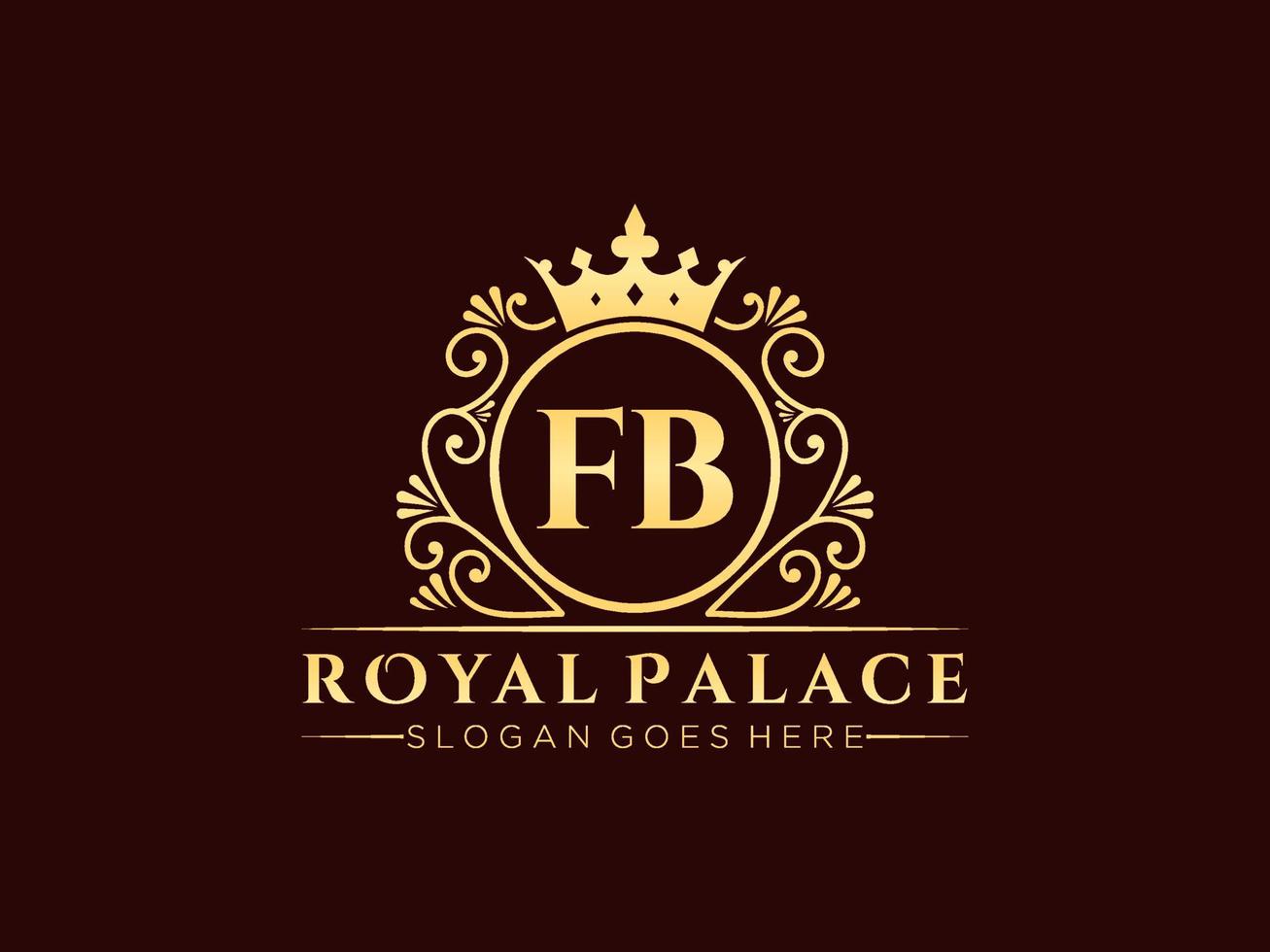 Letter FB Antique royal luxury victorian logo with ornamental frame. vector