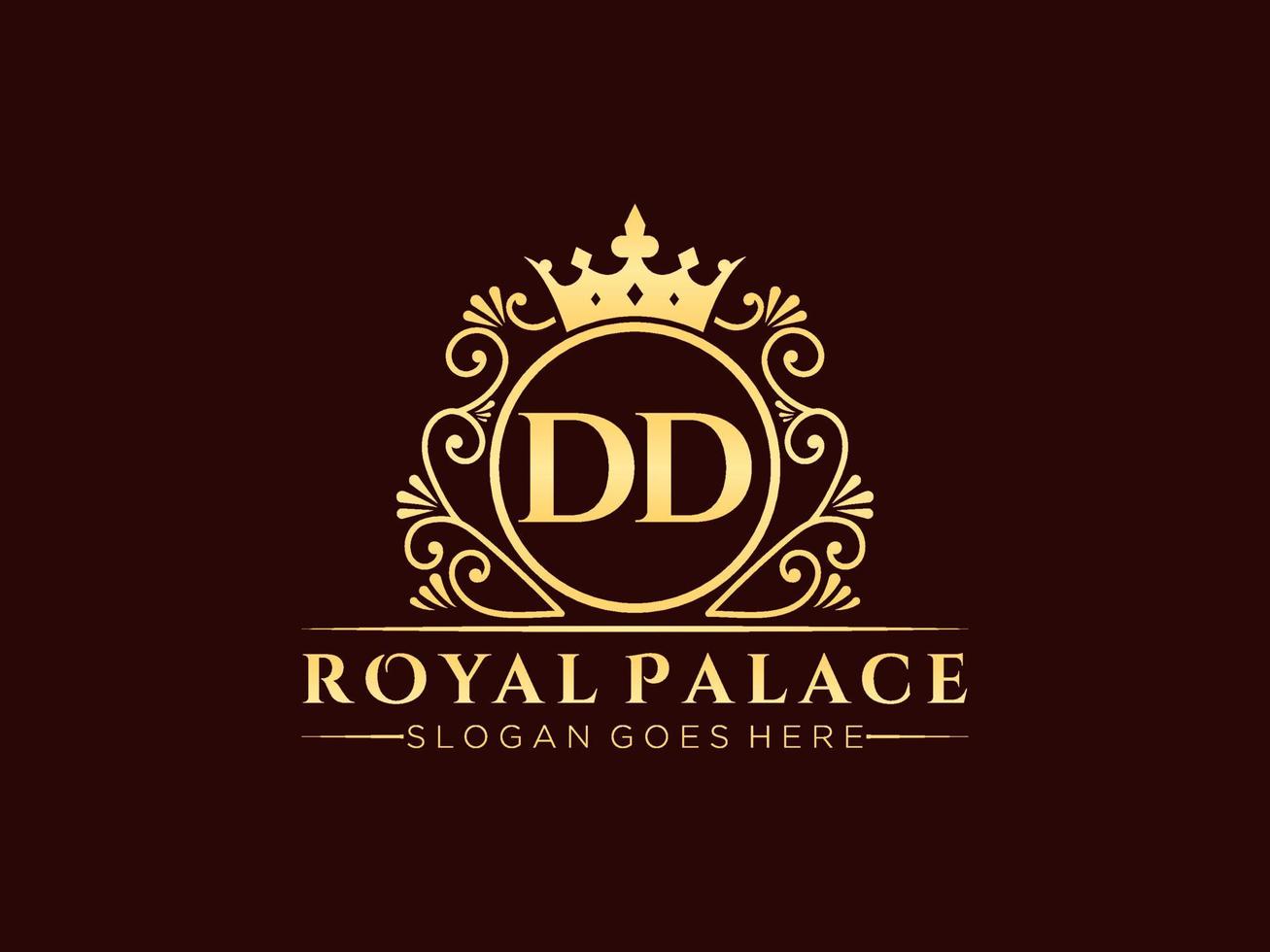 Letter DD Antique royal luxury victorian logo with ornamental frame. vector