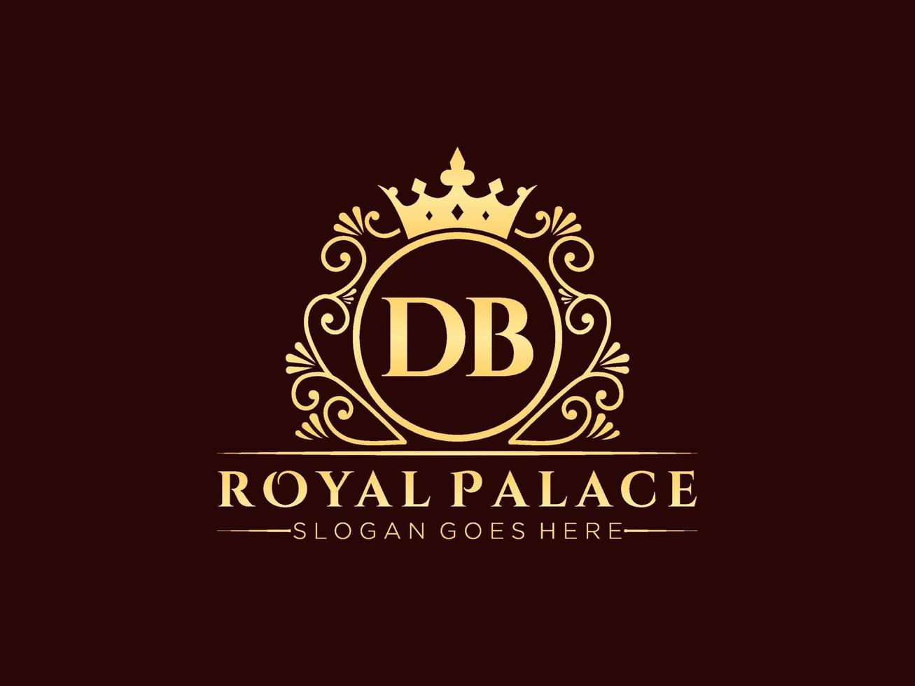 Letter DB Antique royal luxury victorian logo with ornamental frame. vector