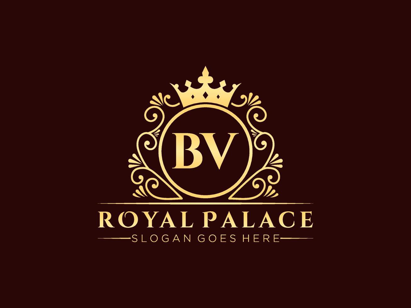 Letter BV Antique royal luxury victorian logo with ornamental frame. vector