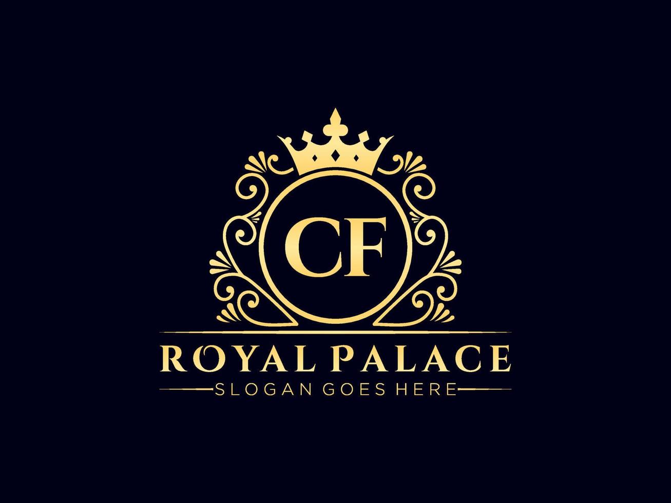Letter CF  Antique royal luxury victorian logo with ornamental frame. vector
