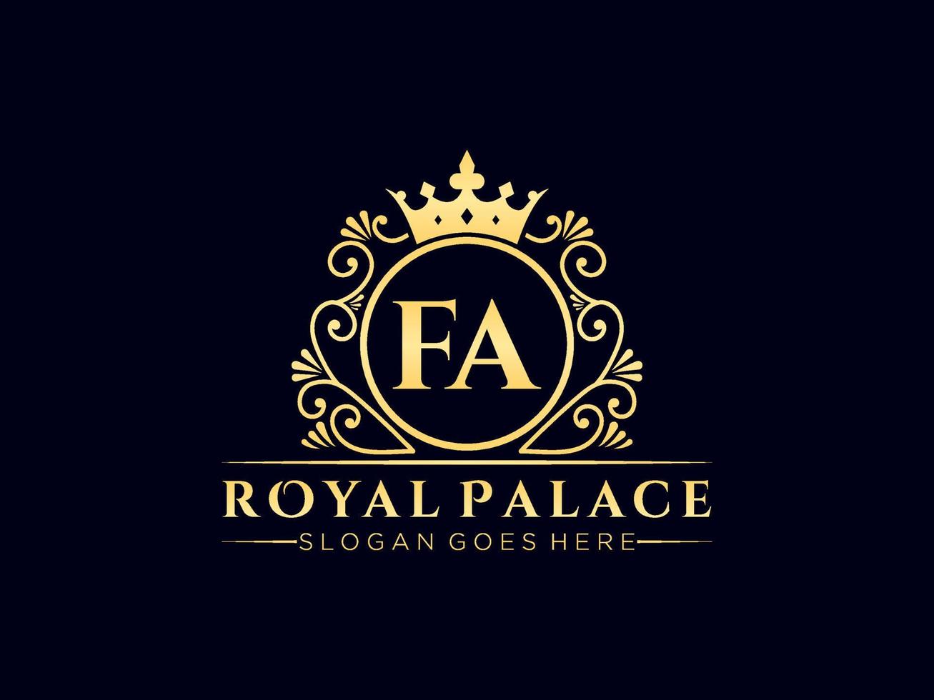 Letter FA Antique royal luxury victorian logo with ornamental frame. vector