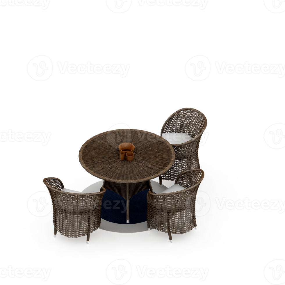 Isometric Table Set 3D render png