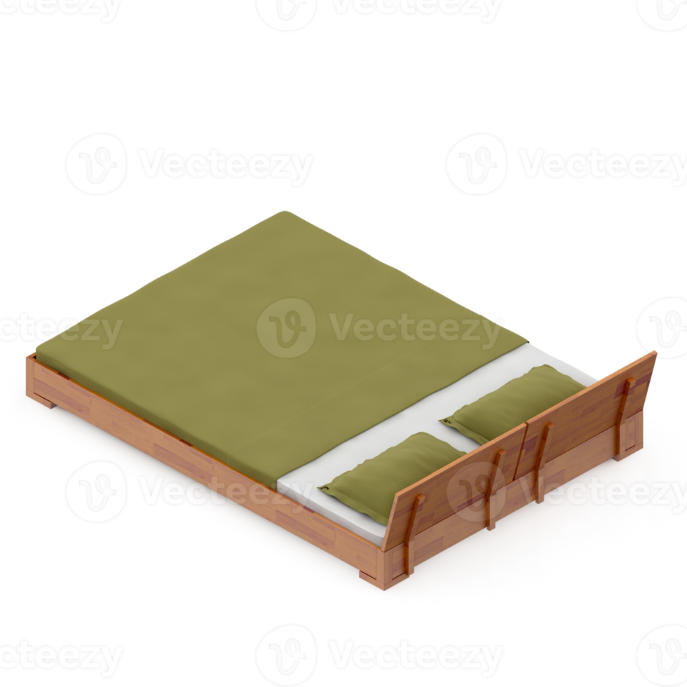 Isometric Bedroom 3D render png