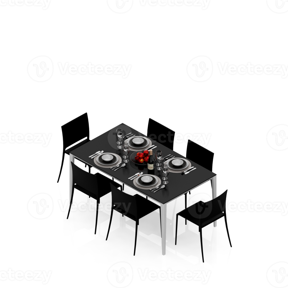 Isometric Table Set 3D render png