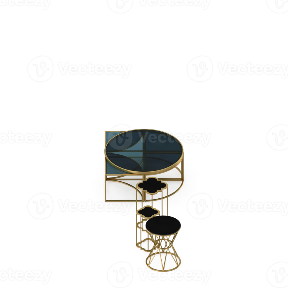 Isometric Table Set 3D render png