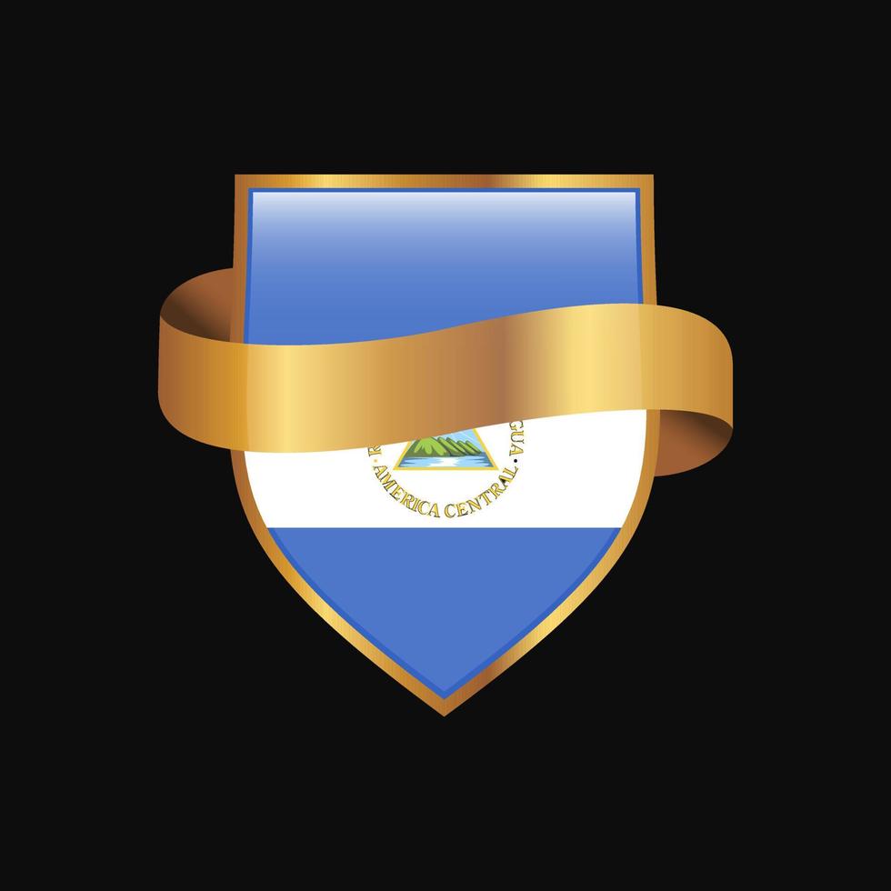 Nicaragua flag Golden badge design vector