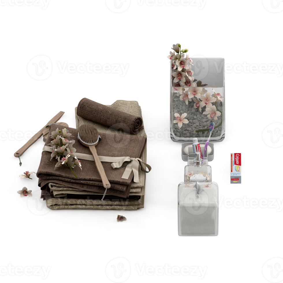 Isometric bathroom items 3D isolated render png
