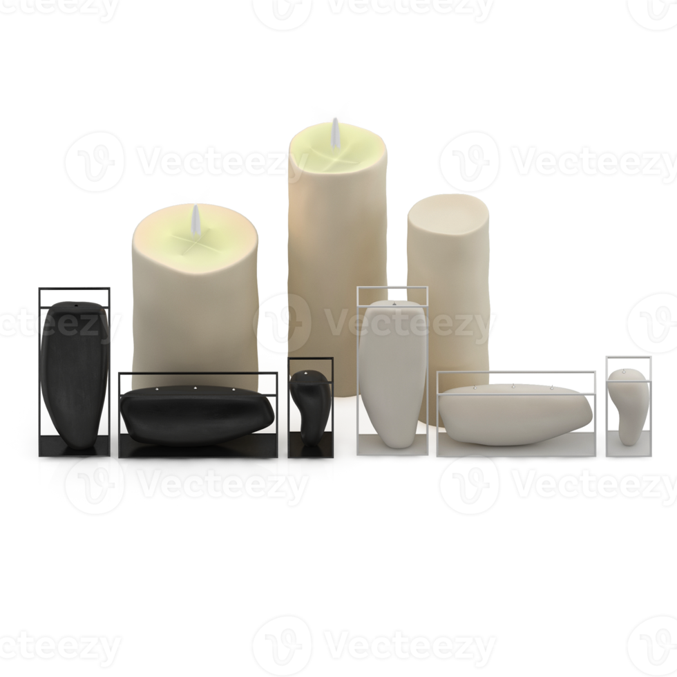 Isometric Candles 3d render png