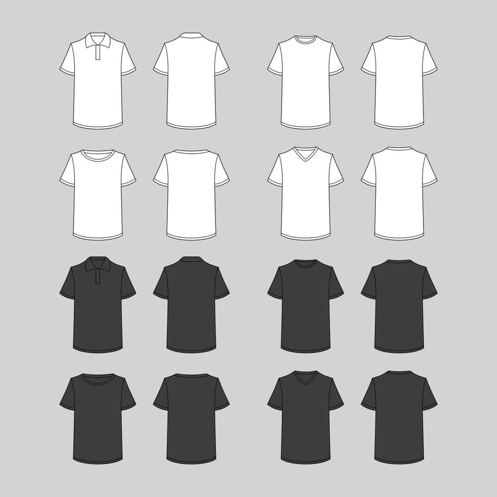 Short Sleeve T-Shirt Mock up Outline Template vector