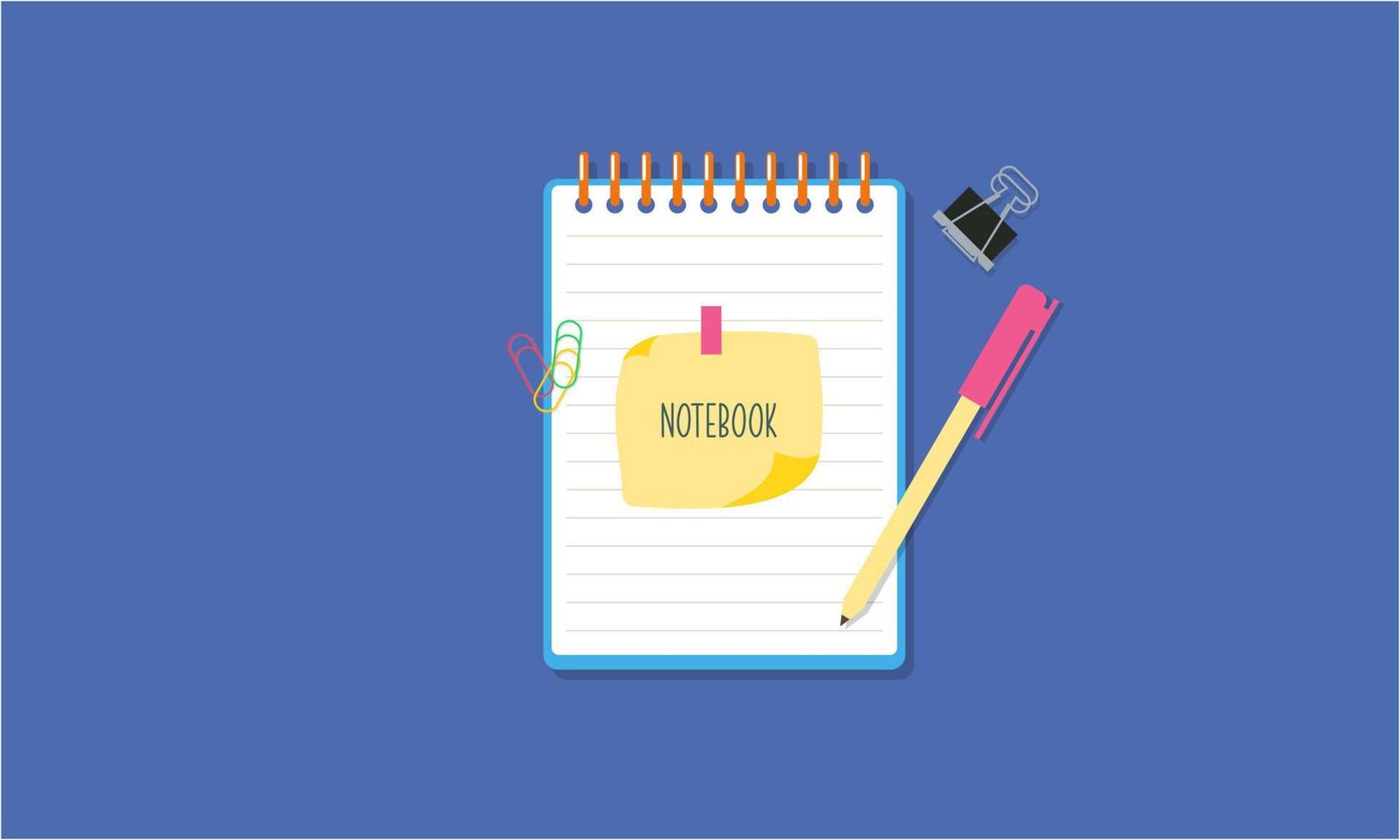 Vintage notebook with accessories logo vector