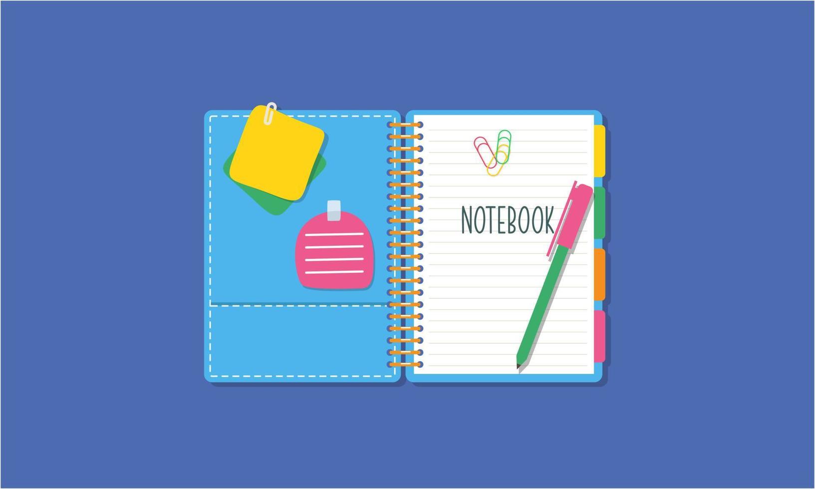Vintage notebook with accessories logo vector