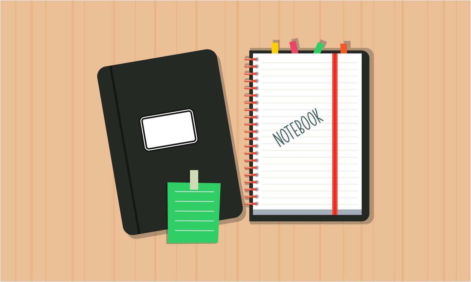 Vintage notebook with accessories logo vector