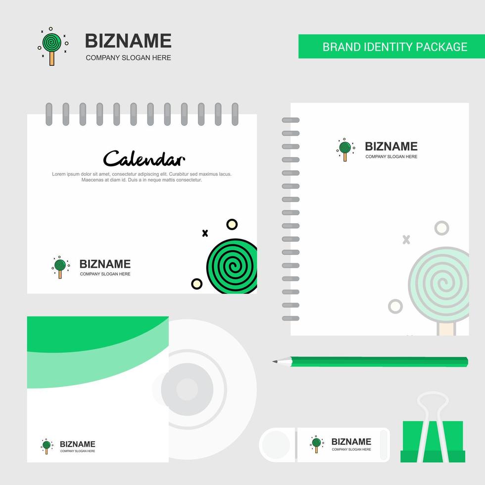 Candy Logo Calendar Template CD Cover Diary and USB Brand Stationary Package Design Vector Template