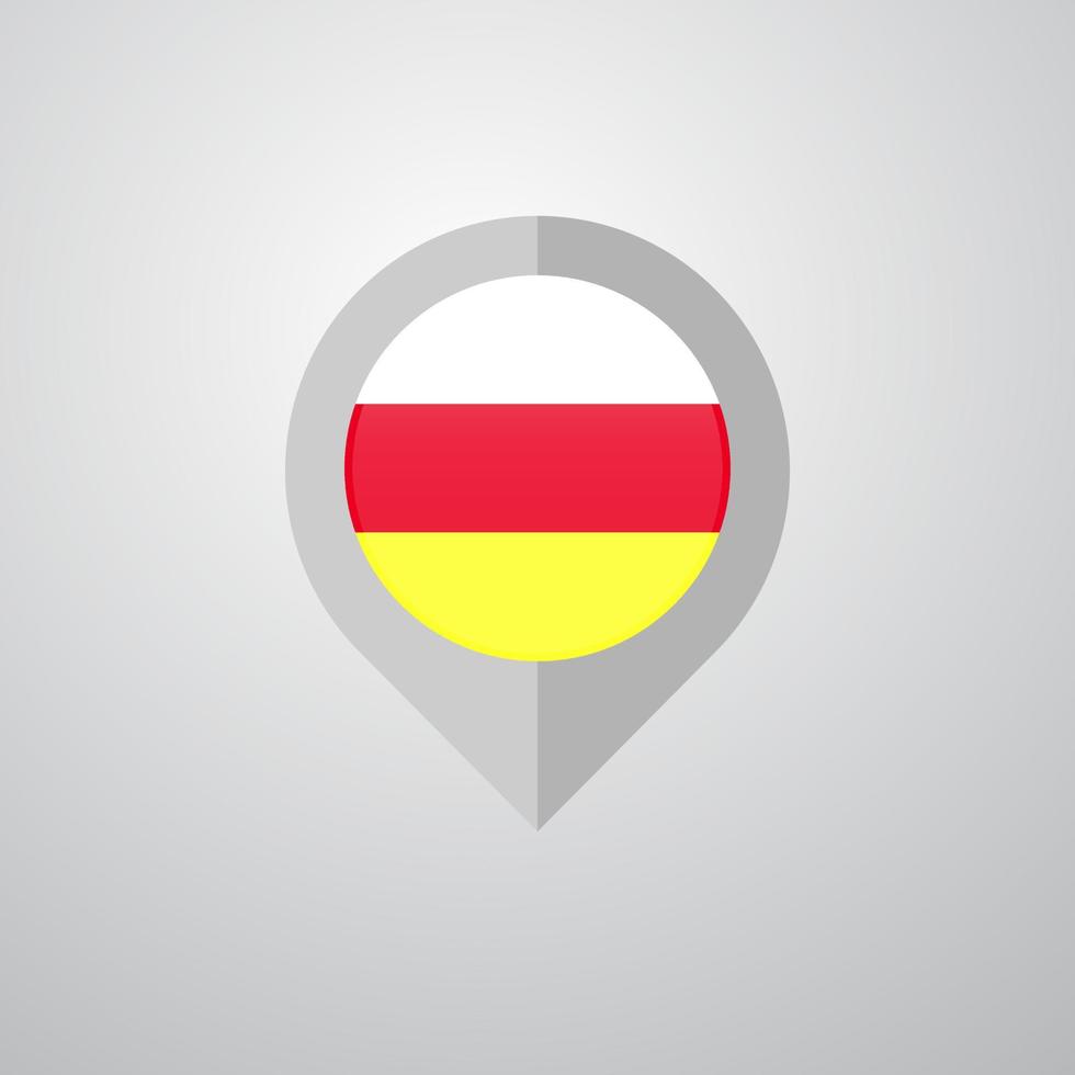 Map Navigation pointer with North Ossetia flag design vector