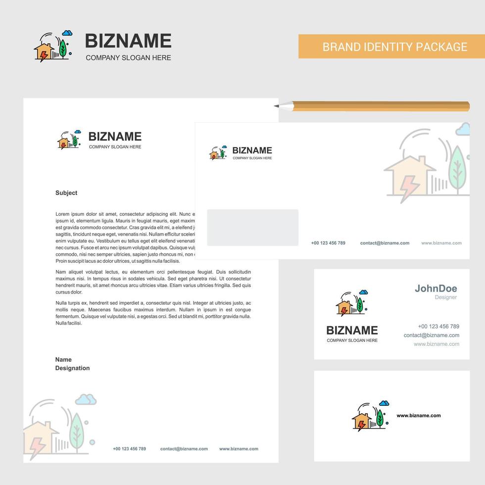 Electric power Business Letterhead Envelope and visiting Card Design vector template